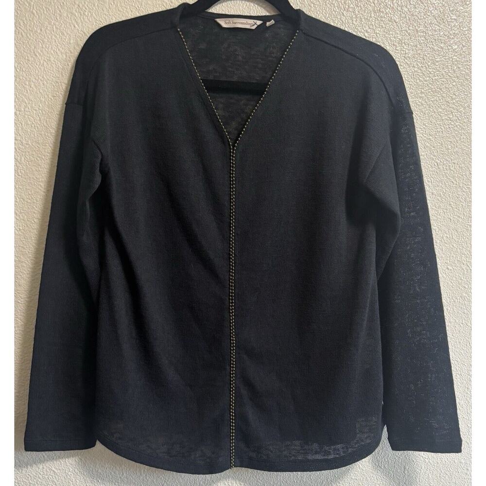 Soft Surroundings Lightweight Sweater Studded V-Neck Witchy Whimsigoth Size SP